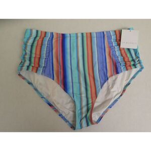 La Blanca Women's Plus Sz 20W Side Shirred Hipster Bikini, Multi//Sunset Stripe